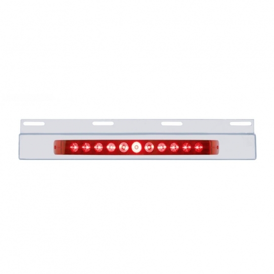 Stainless Top Mud Flap Plate With 11 LED 17" Light Bar - Red LED/Red Lens (Each)