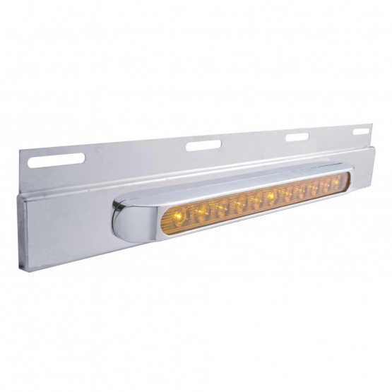 Stainless Top Mud Flap Plate With 11 LED 17" Light Bar & Bezel - Amber LED/Amber Lens (Each)