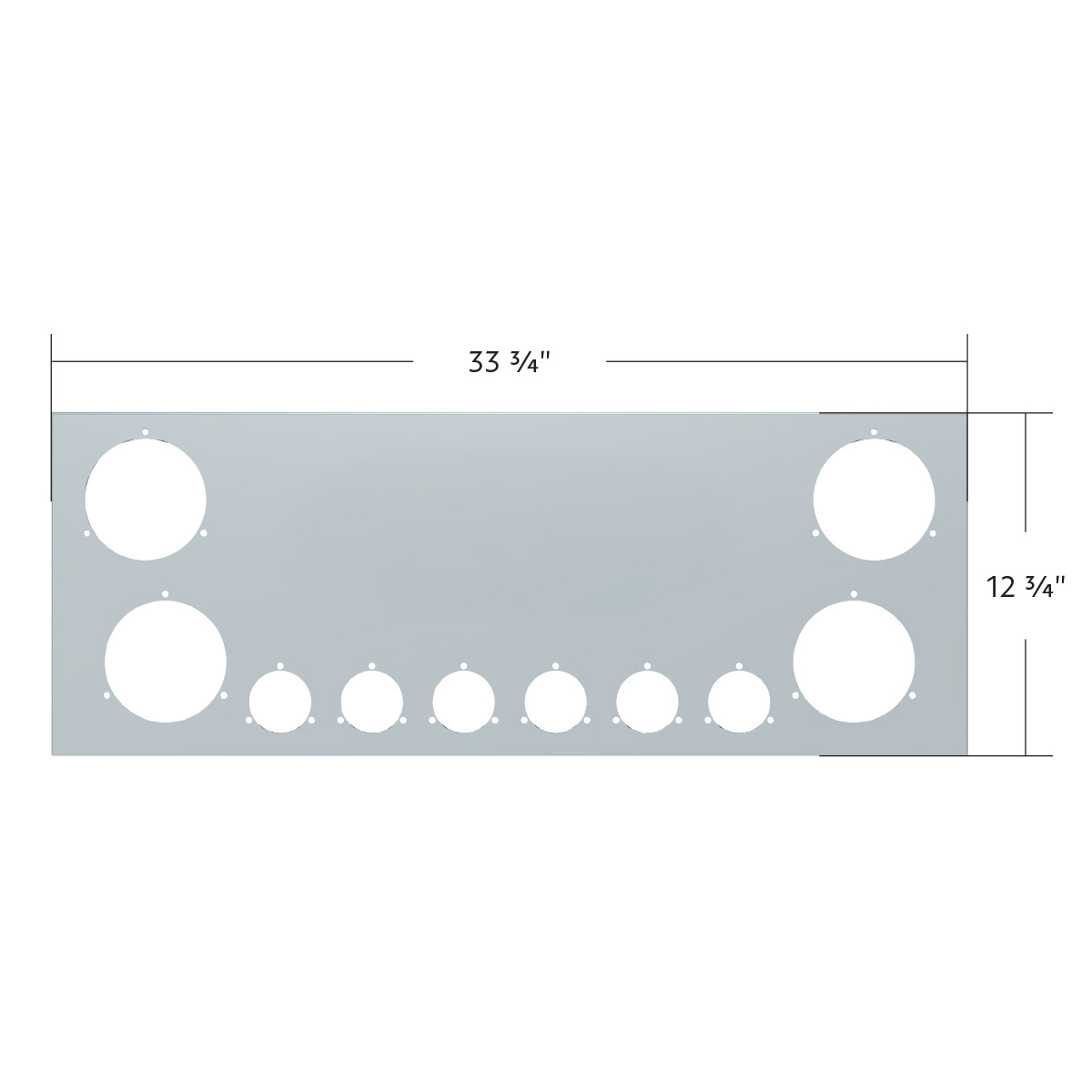 33-3/4" SS Rear Center Light Panel With Four 4" & Six 2" Light Cutouts(No LP Holes) - Thumbnail 4
