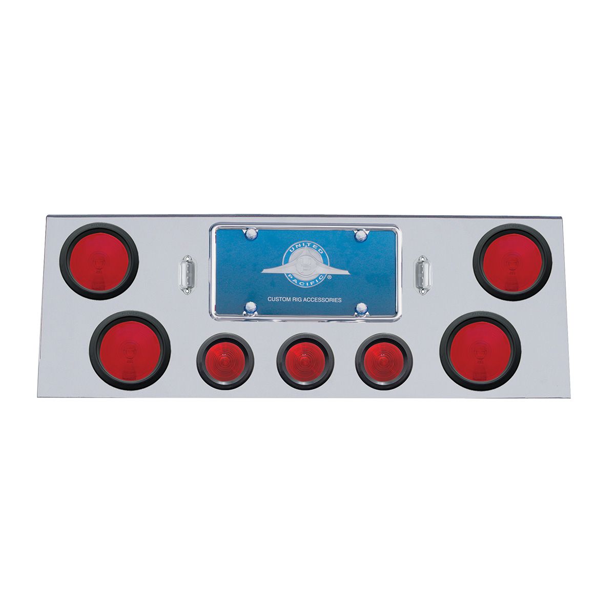 Stainless Rear Center Panel With 4X 4" Lights & 3X 2.5" Beehive Lights & Grommets