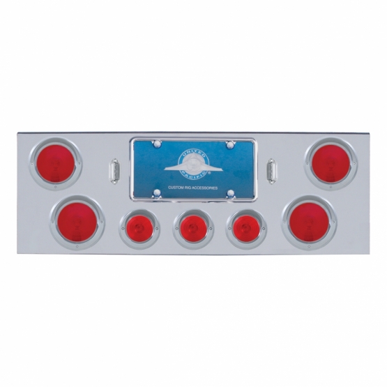 Chrome Rear Center Panel With Four 4" Lights & Three 2.5" Lights & Visors