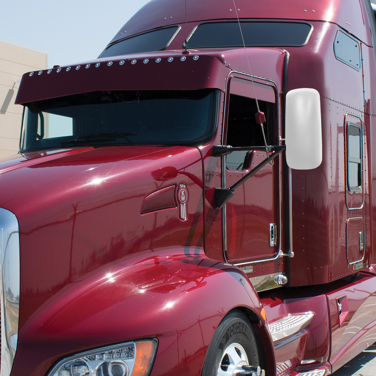 Chrome Mirror Cover For 1990+ Kenworth T170/T270/T370/T440/T470/T600/T660/T800 - Driver (Bulk) - Thumbnail 4