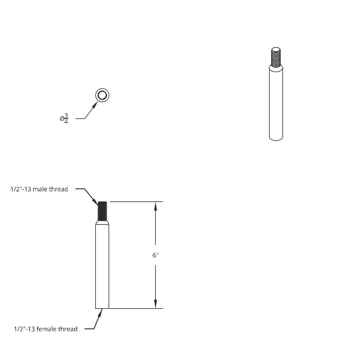 6" Skull Pattern Shifter Shaft Extension - Thumbnail 4