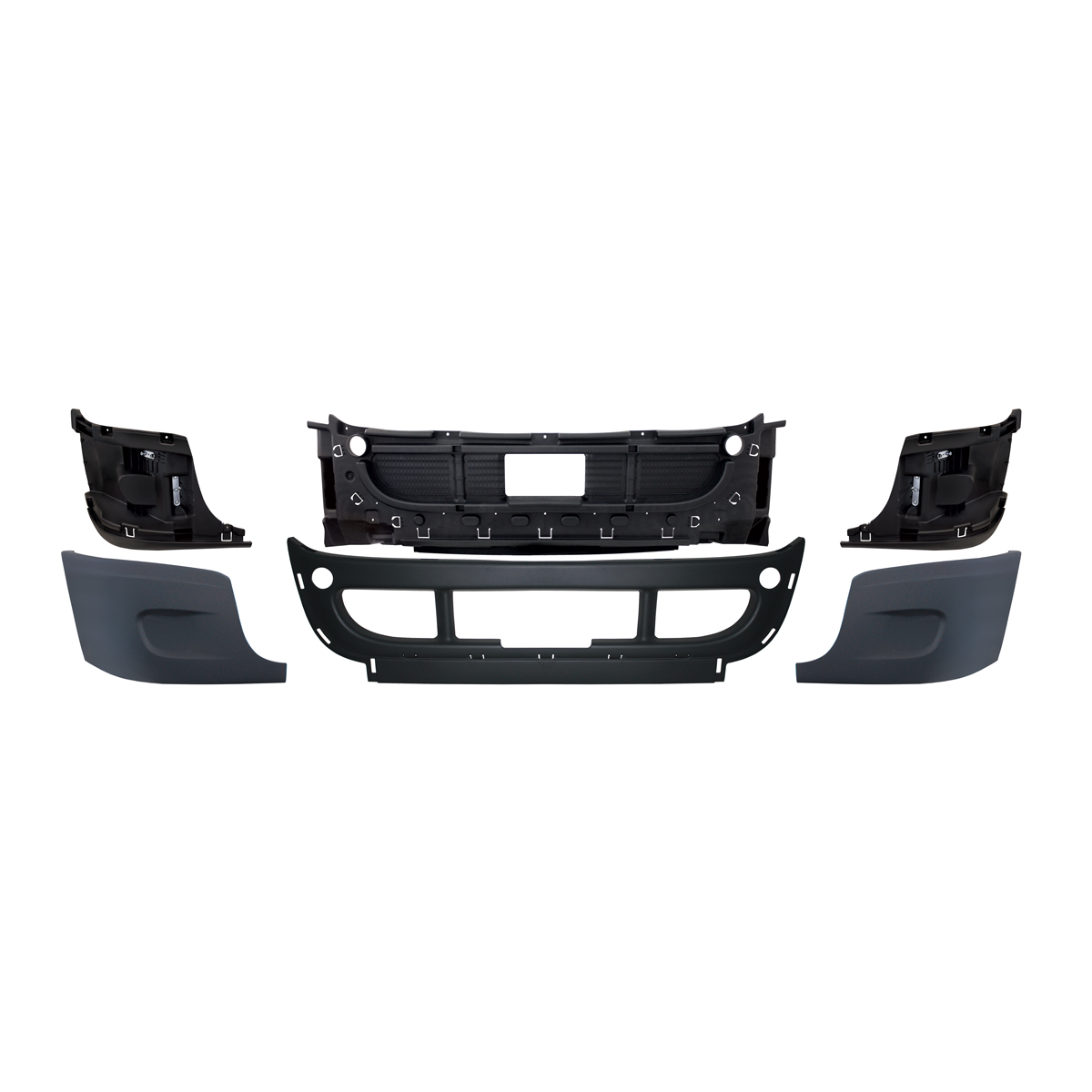 Complete 3-Piece Front Bumper Set Without Fog Light Hole For 2008-2017 Freightliner Cascadia - Thumbnail 2