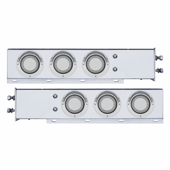 2.5" Bolt Pattern SS Spring Loaded Rear Bar W/6X 4" Red LED Mirage Lights & Visor -Clear Lens (Pair) - Thumbnail 2