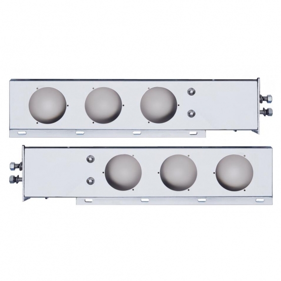 2" Bolt Pattern 430 SS Spring Loaded Light Bar With Three 4" Light Cutouts (Pair)