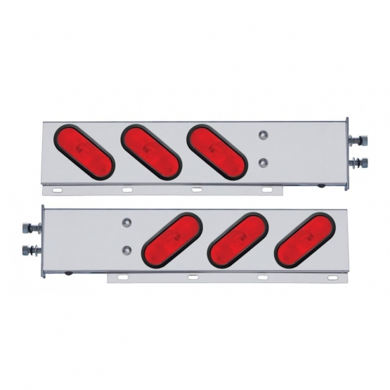 2.5" Bolt Pattern Stainless Spring Loaded Light Bar With 6X Oval Lights & Grommets (Pair)