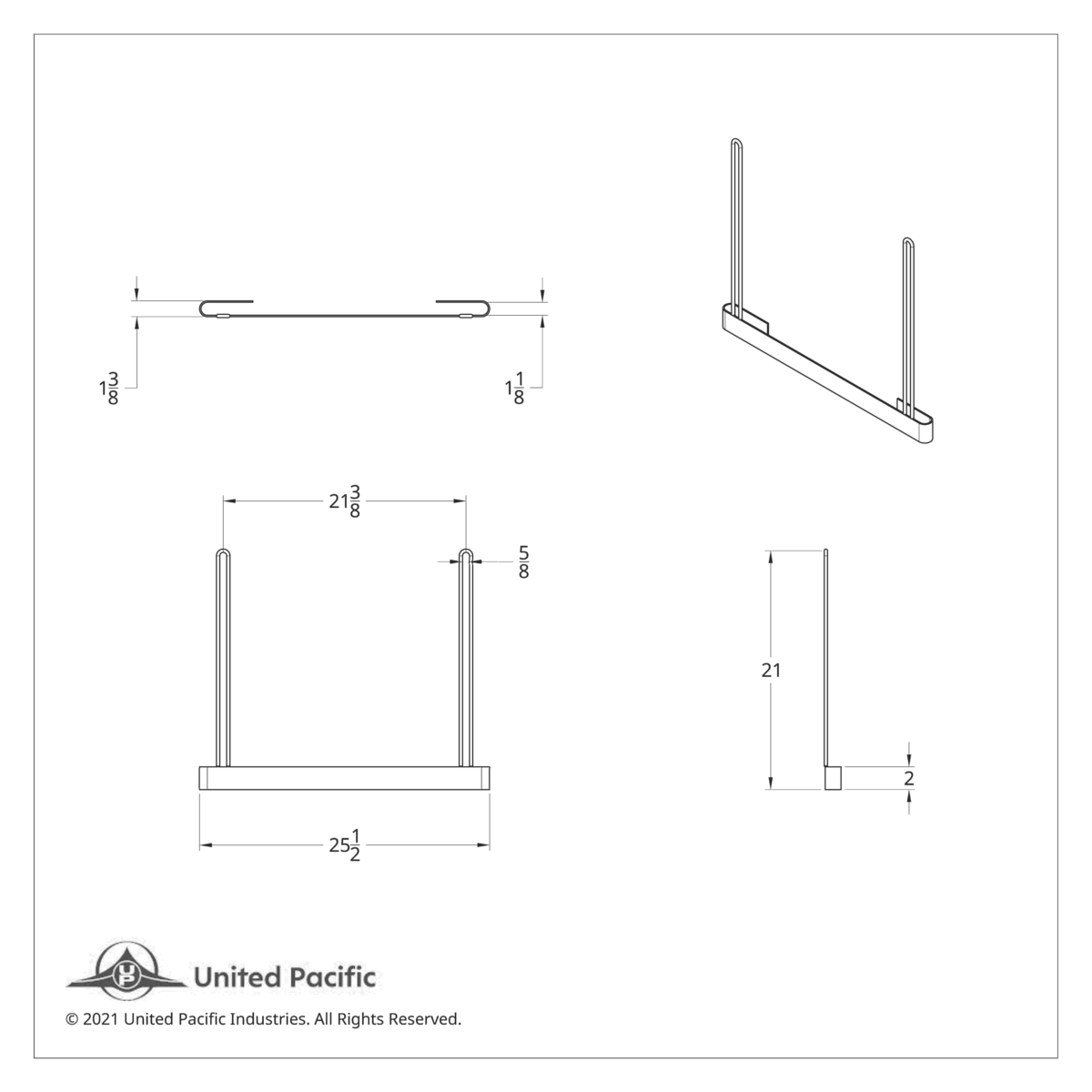 21" X 24" Stainless Anti-Sail Bracket - 2" Bottom - Thumbnail 3