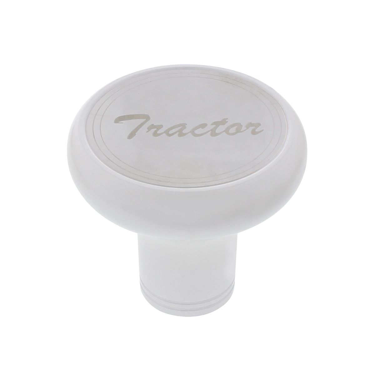 Deluxe Aluminum Screw-On Air Valve Knob With Stainless "Tractor" Plaque - Pearl White