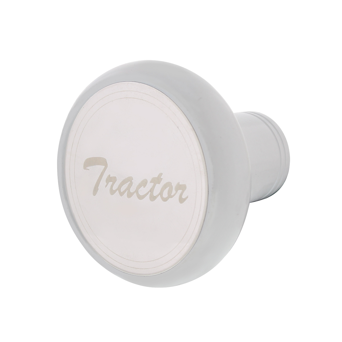 Deluxe Aluminum Screw-On Air Valve Knob With Stainless "Tractor" Plaque - Pearl White - Thumbnail 3