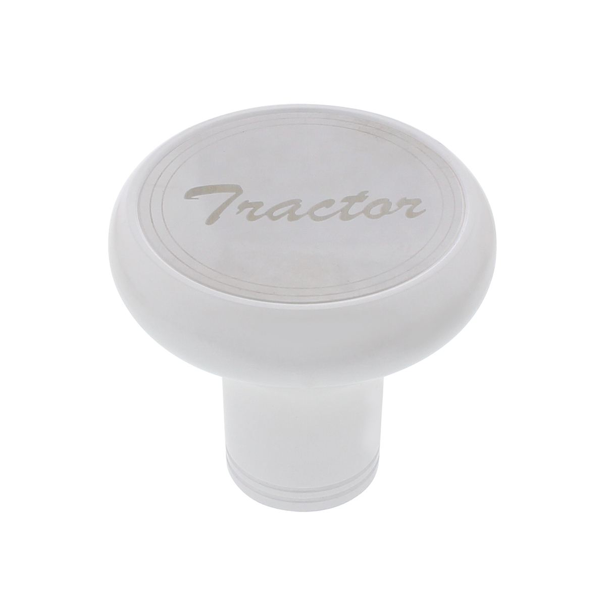 Deluxe Aluminum Screw-On Air Valve Knob With Stainless "Tractor" Plaque - Pearl White - Thumbnail 5
