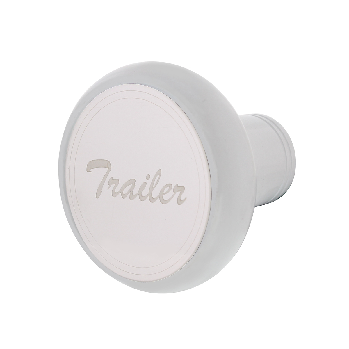 Deluxe Aluminum Screw-On Air Valve Knob With Stainless "Trailer" Plaque - Pearl White - Thumbnail 3