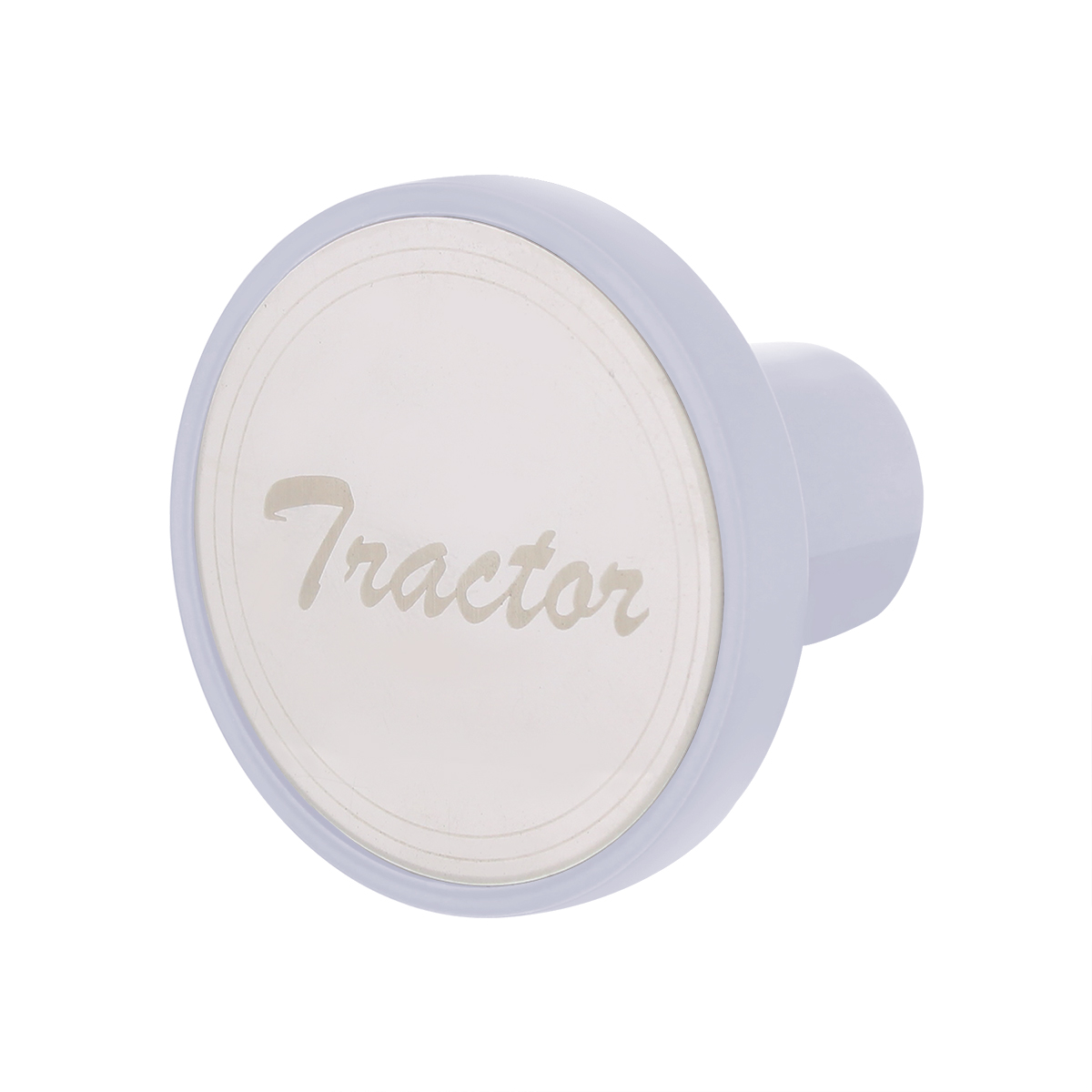 Aluminum Screw-On Air Valve Knob With Stainless Tractor Plaque - Pearl White - Thumbnail 3