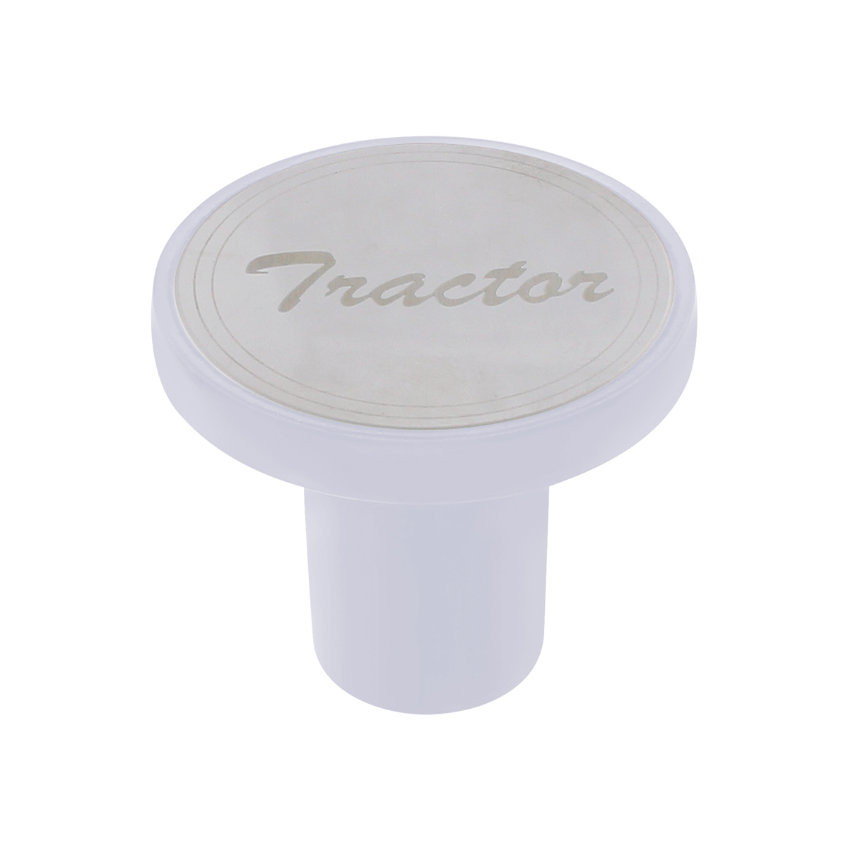 Aluminum Screw-On Air Valve Knob With Stainless Tractor Plaque - Pearl White - Thumbnail 5