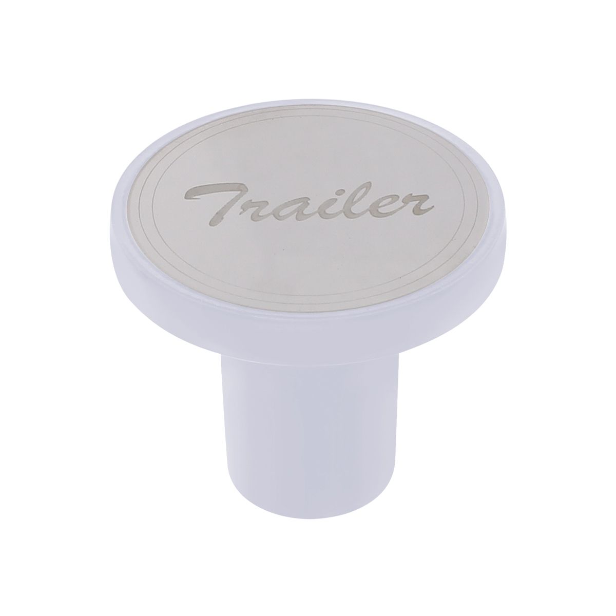 Aluminum Screw-On Air Valve Knob With Stainless Trailer Plaque - Pearl White