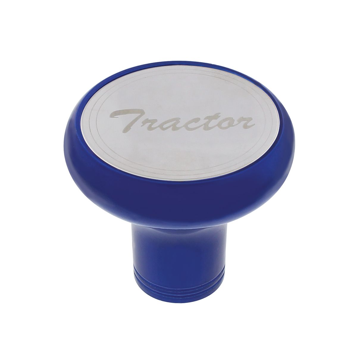 Deluxe Aluminum Screw-On Air Valve Knob With Stainless Tractor Plaque - Indigo Blue