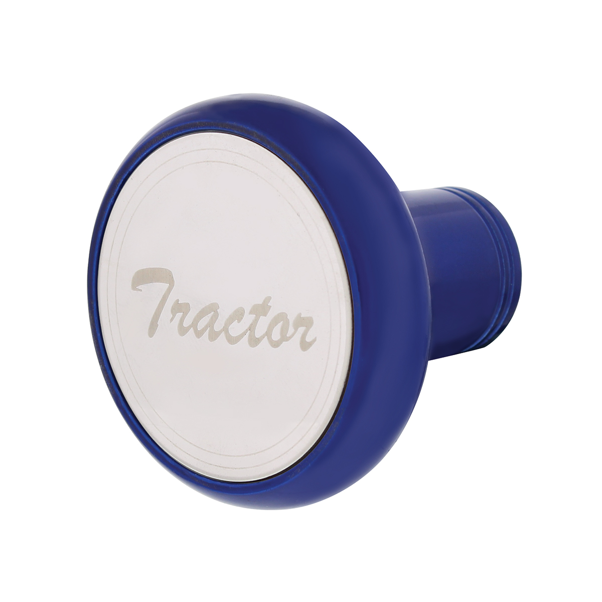 Deluxe Aluminum Screw-On Air Valve Knob With Stainless Tractor Plaque - Indigo Blue - Thumbnail 3