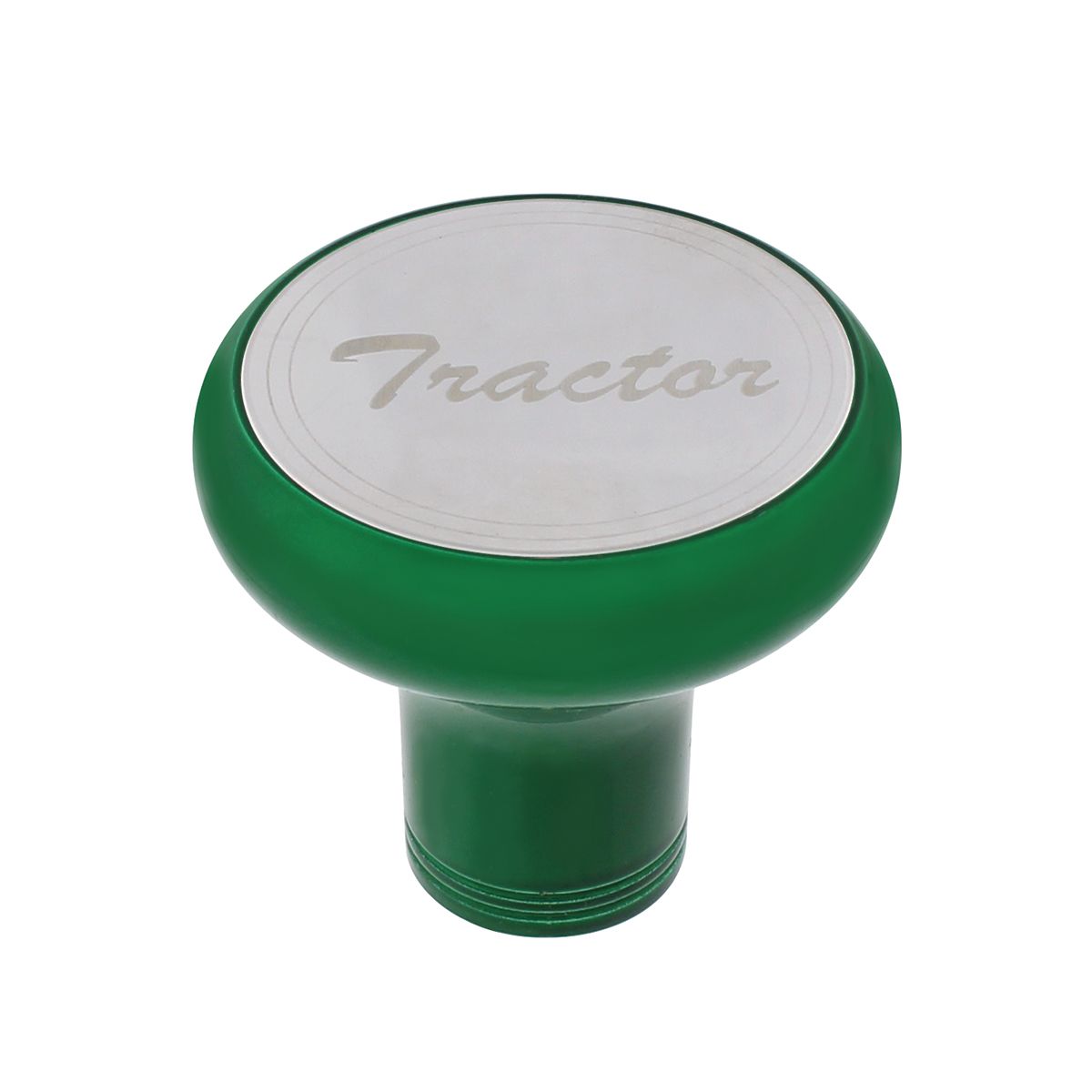 Deluxe Aluminum Screw-On Air Valve Knob With Stainless Tractor Plaque - Emerald Green