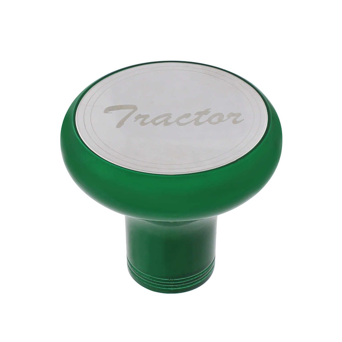 Deluxe Aluminum Screw-On Air Valve Knob With Stainless Tractor Plaque - Emerald Green - Thumbnail 5