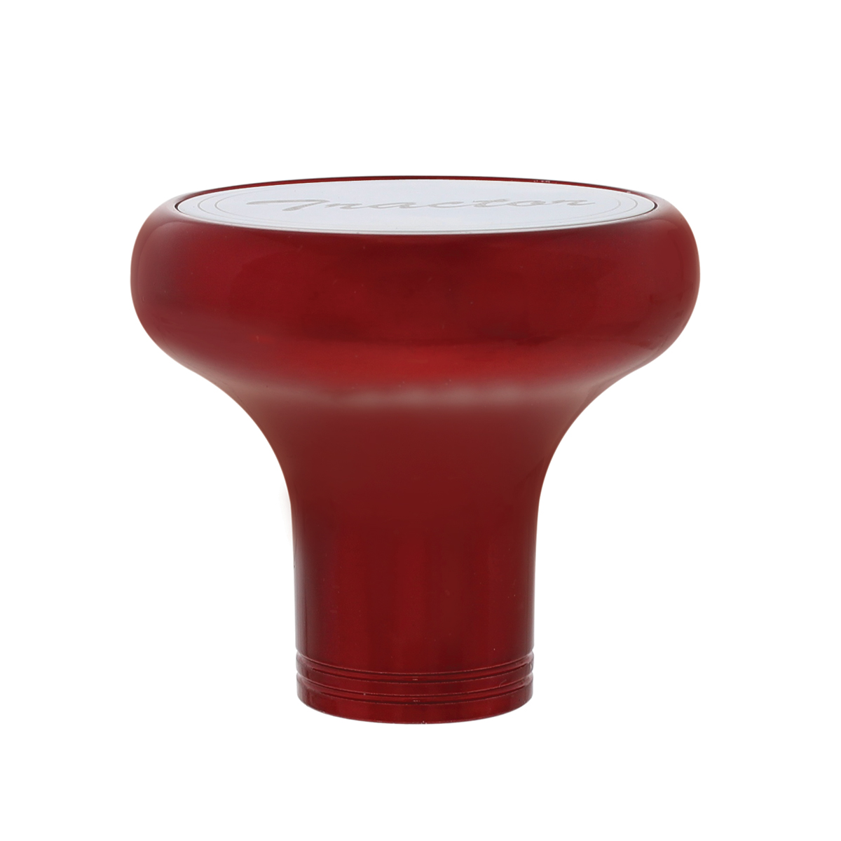Deluxe Aluminum Screw-On Air Valve Knob With Stainless Tractor Plaque - Candy Red - Thumbnail 2