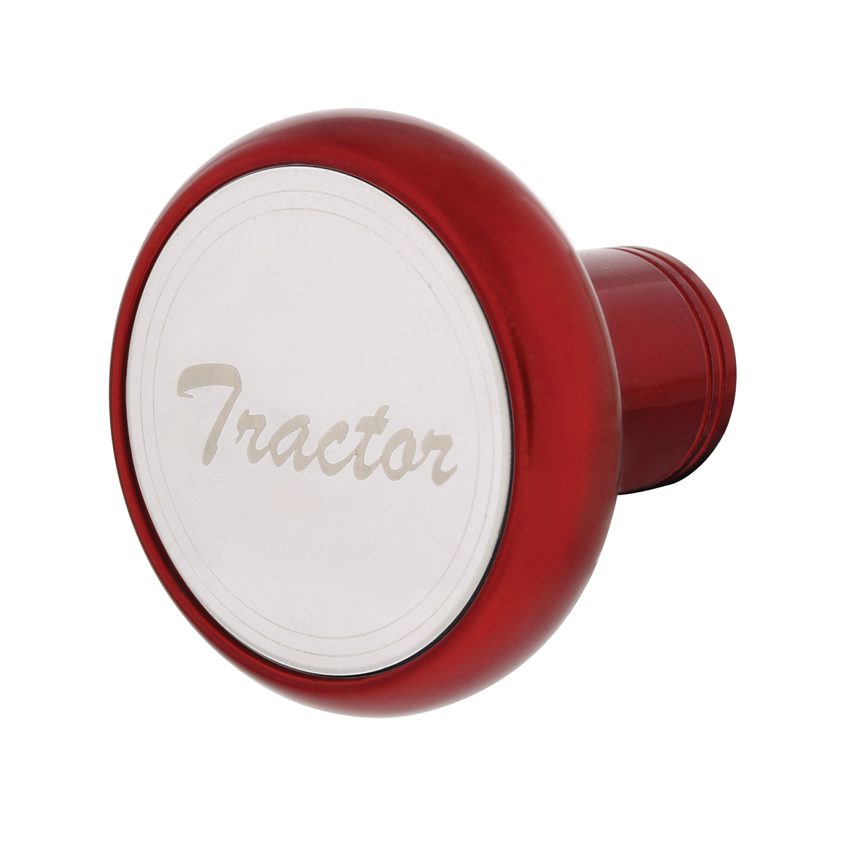 Deluxe Aluminum Screw-On Air Valve Knob With Stainless Tractor Plaque - Candy Red - Thumbnail 3