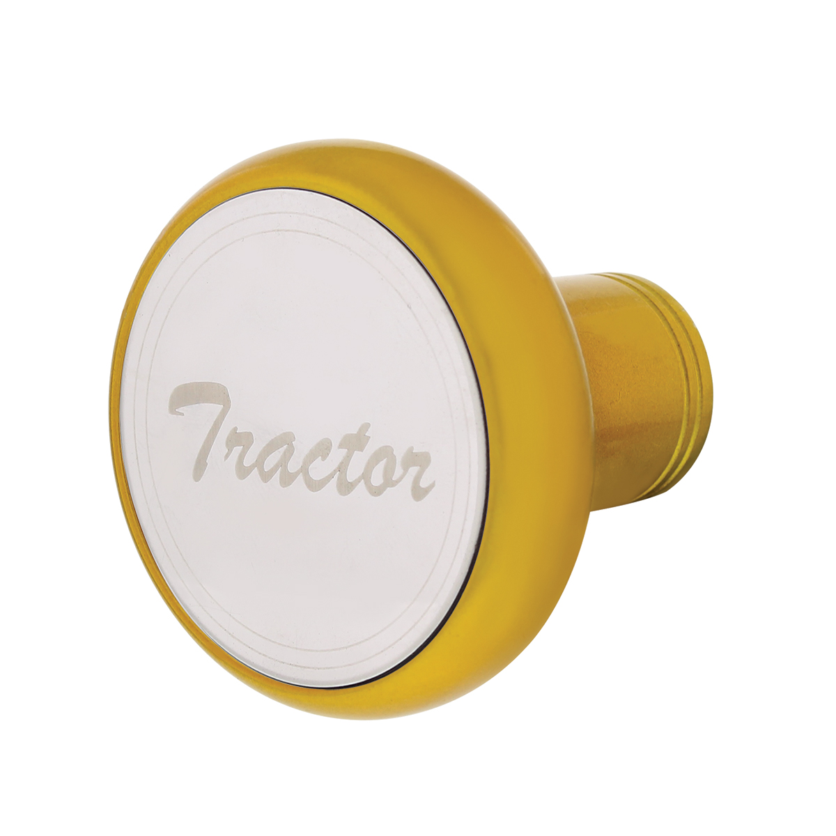 Deluxe Aluminum Screw-On Air Valve Knob With Stainless Tractor Plaque - Electric Yellow - Thumbnail 3
