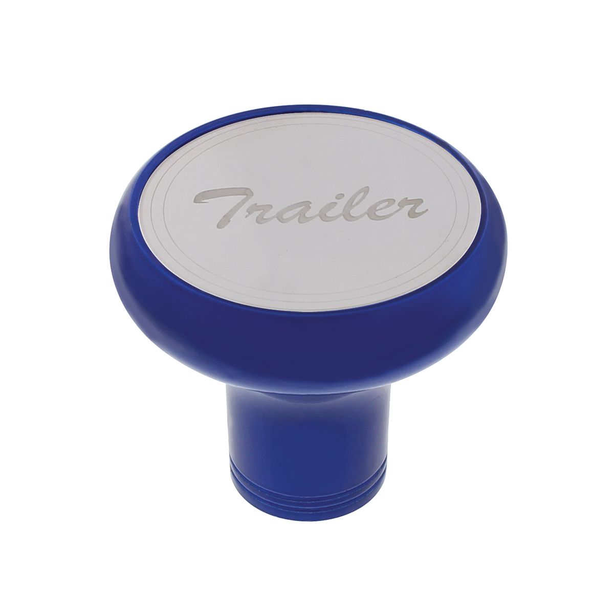 Deluxe Aluminum Screw-On Air Valve Knob With Stainless Trailer Plaque - Indigo Blue