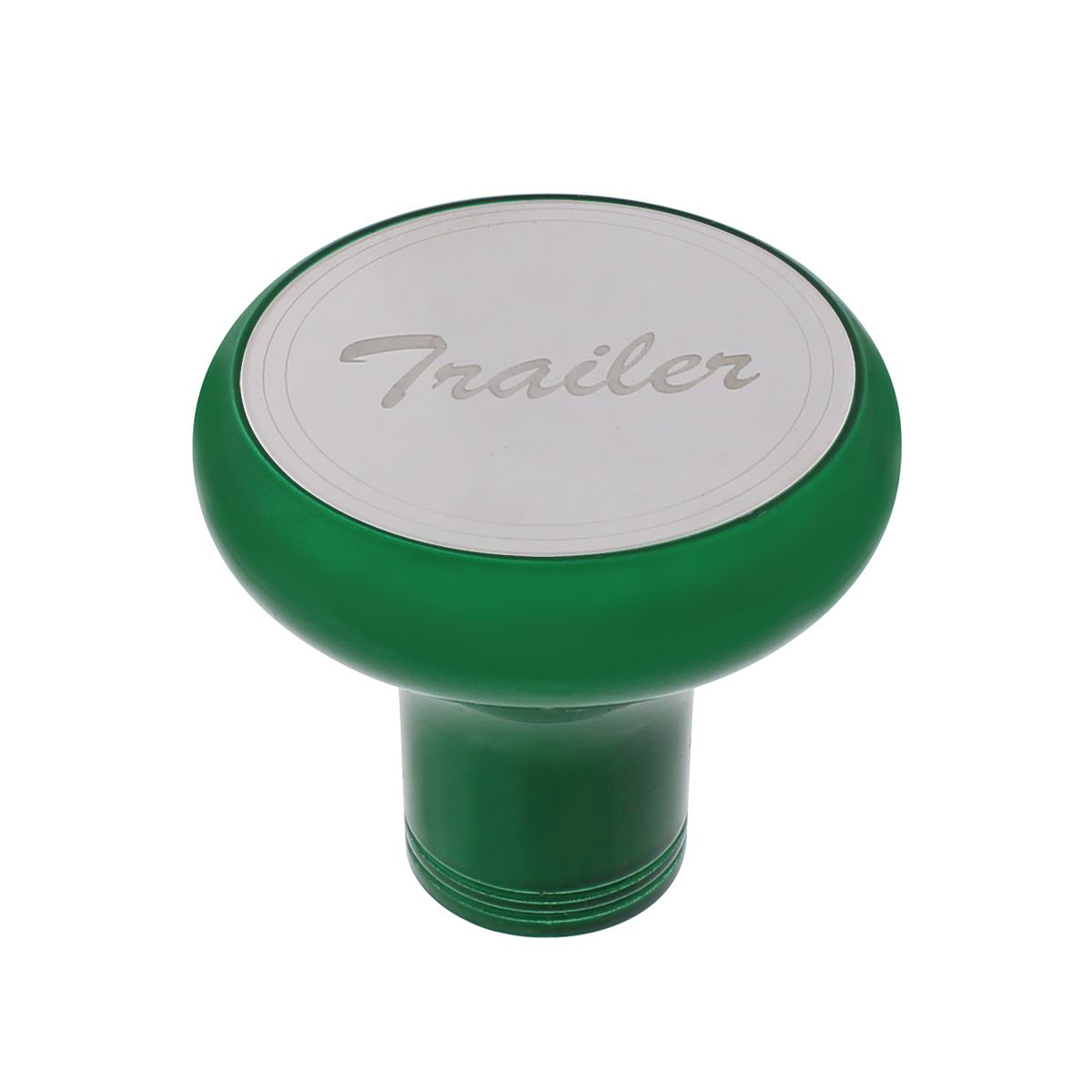 Deluxe Aluminum Screw-On Air Valve Knob With Stainless Trailer Plaque - Emerald Green