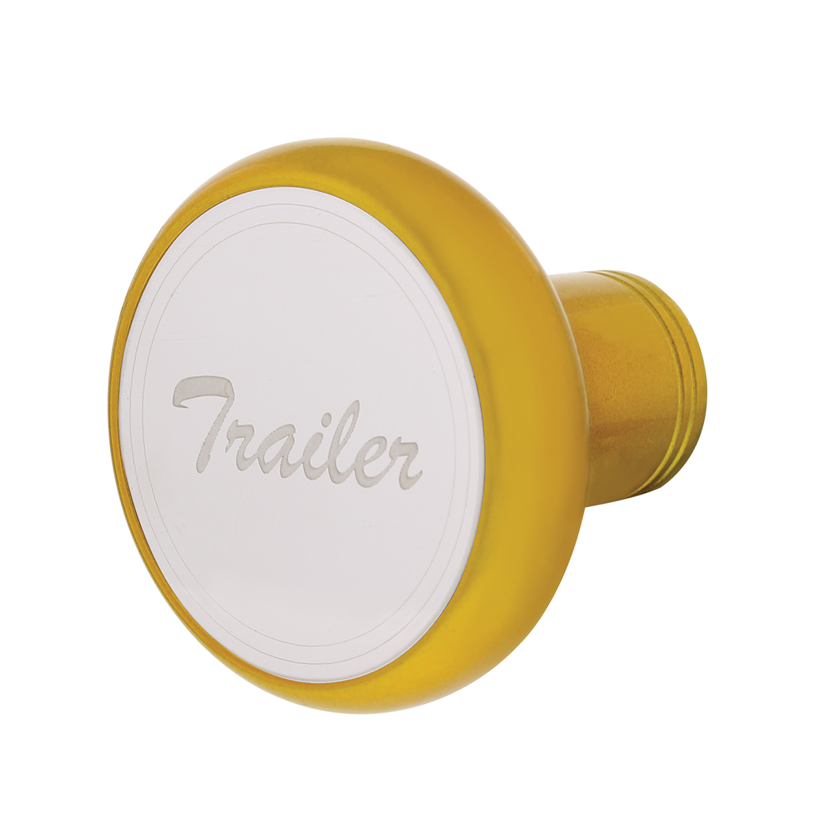 Deluxe Aluminum Screw-On Air Valve Knob With Stainless Trailer Plaque - Electric Yellow - Thumbnail 3
