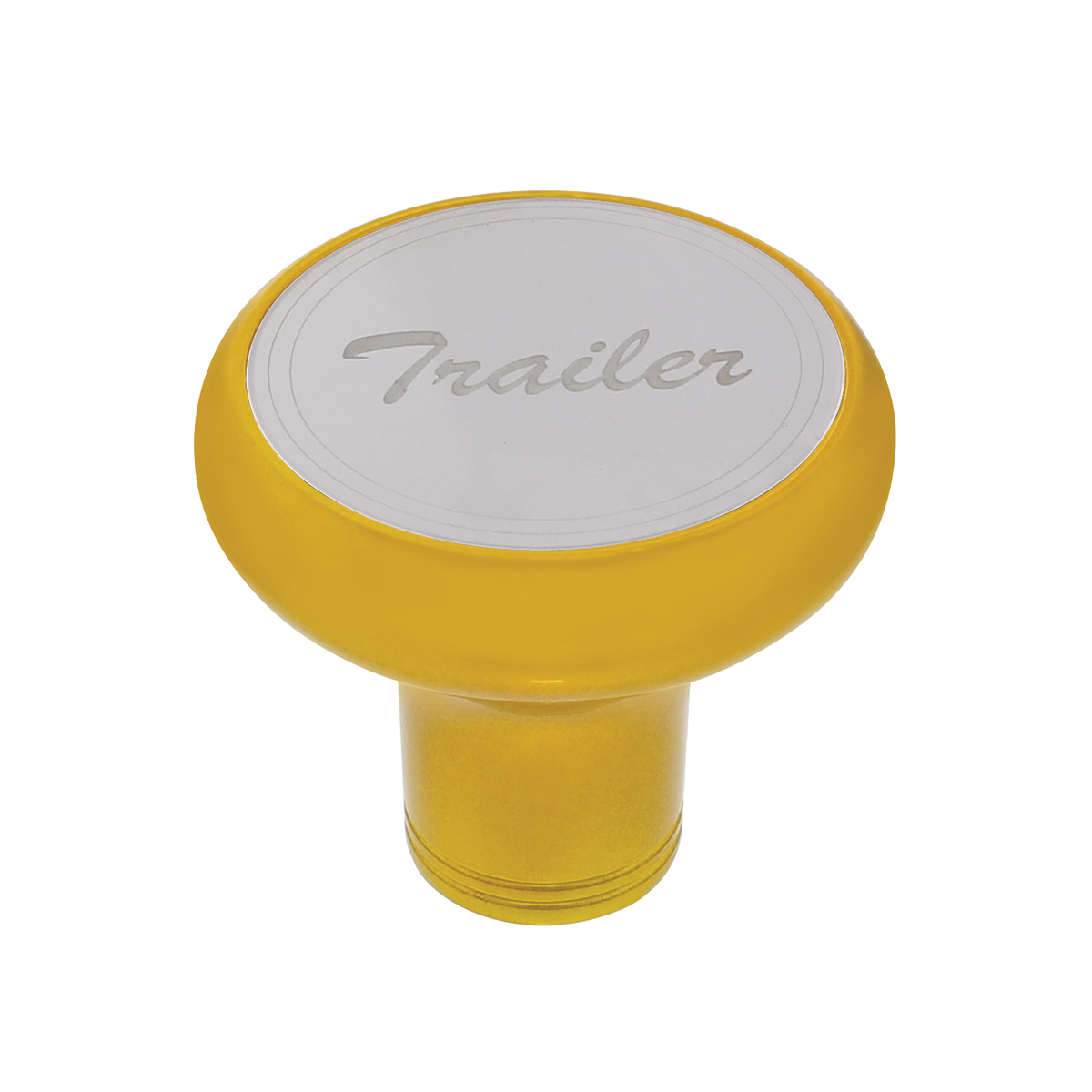 Deluxe Aluminum Screw-On Air Valve Knob With Stainless Trailer Plaque - Electric Yellow - Thumbnail 5