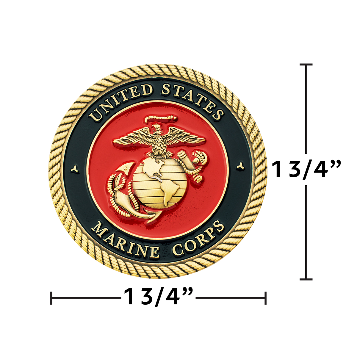 1-3/4" U.S. Military Adhesive Metal Medallion - Marine Corps - Thumbnail 2