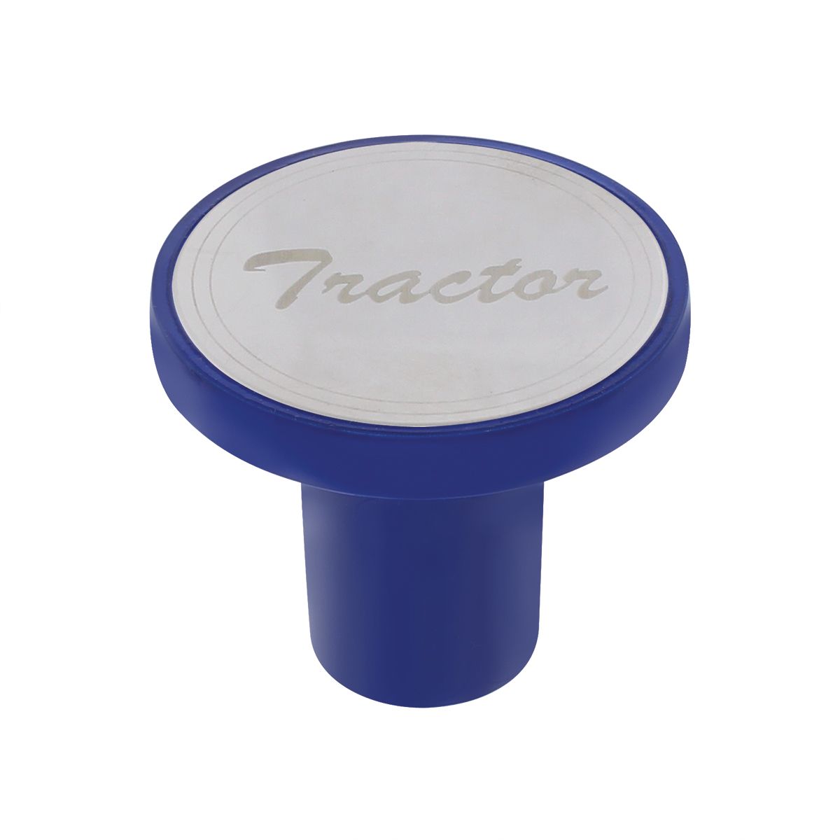 Aluminum Screw-On Air Valve Knob With Stainless Tractor Plaque - Indigo Blue