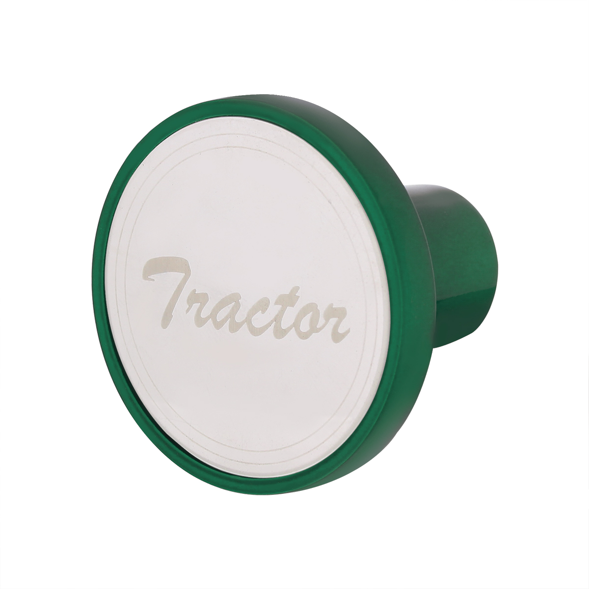Aluminum Screw-On Air Valve Knob With Stainless Tractor Plaque - Emerald Green - Thumbnail 3