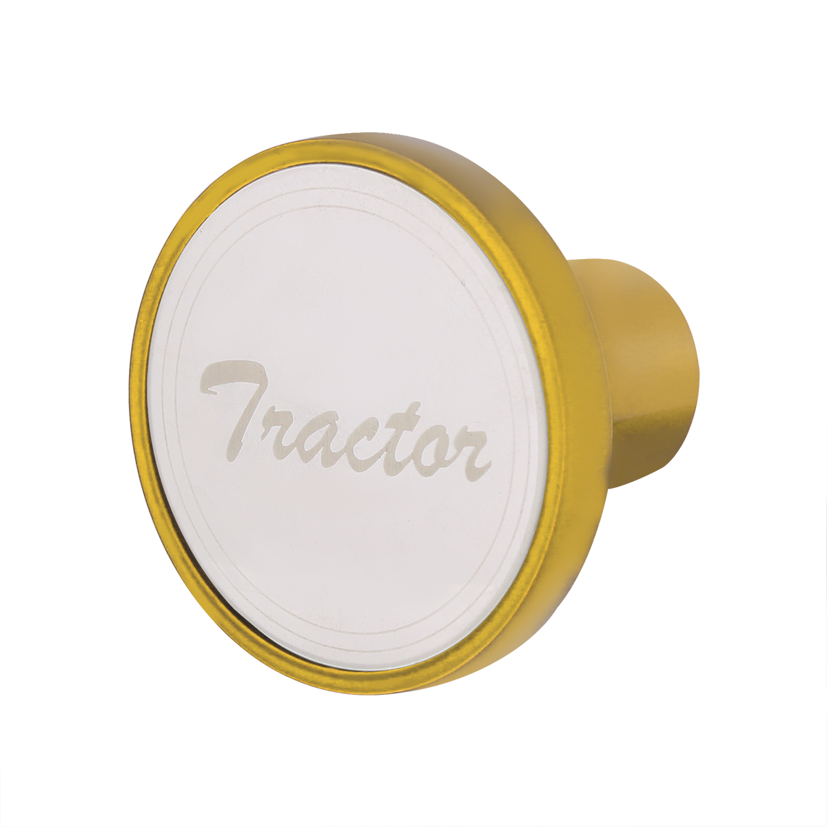 Aluminum Screw-On Air Valve Knob With Stainless Tractor Plaque - Electric Yellow - Thumbnail 3