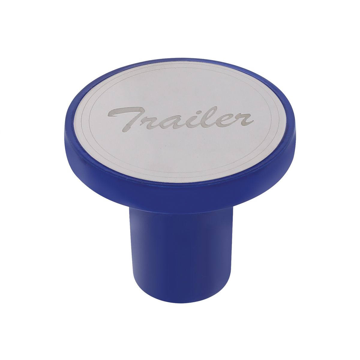 Aluminum Screw-On Air Valve Knob With Stainless Trailer Plaque - Indigo Blue