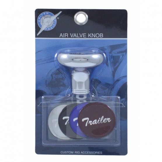 Deluxe Aluminum Screw-On Air Valve Knob With Multi-Color Glossy Trailer Sticker - Chrome - Thumbnail 2