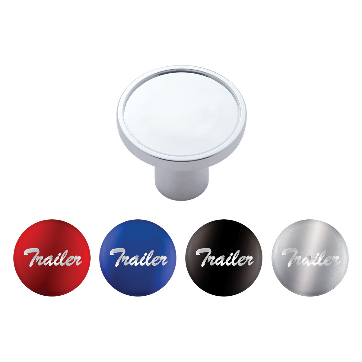 "Trailer" Chrome Aluminum Screw-On Air Valve Knob With Multi Color Glossy Sticker - Thumbnail 9