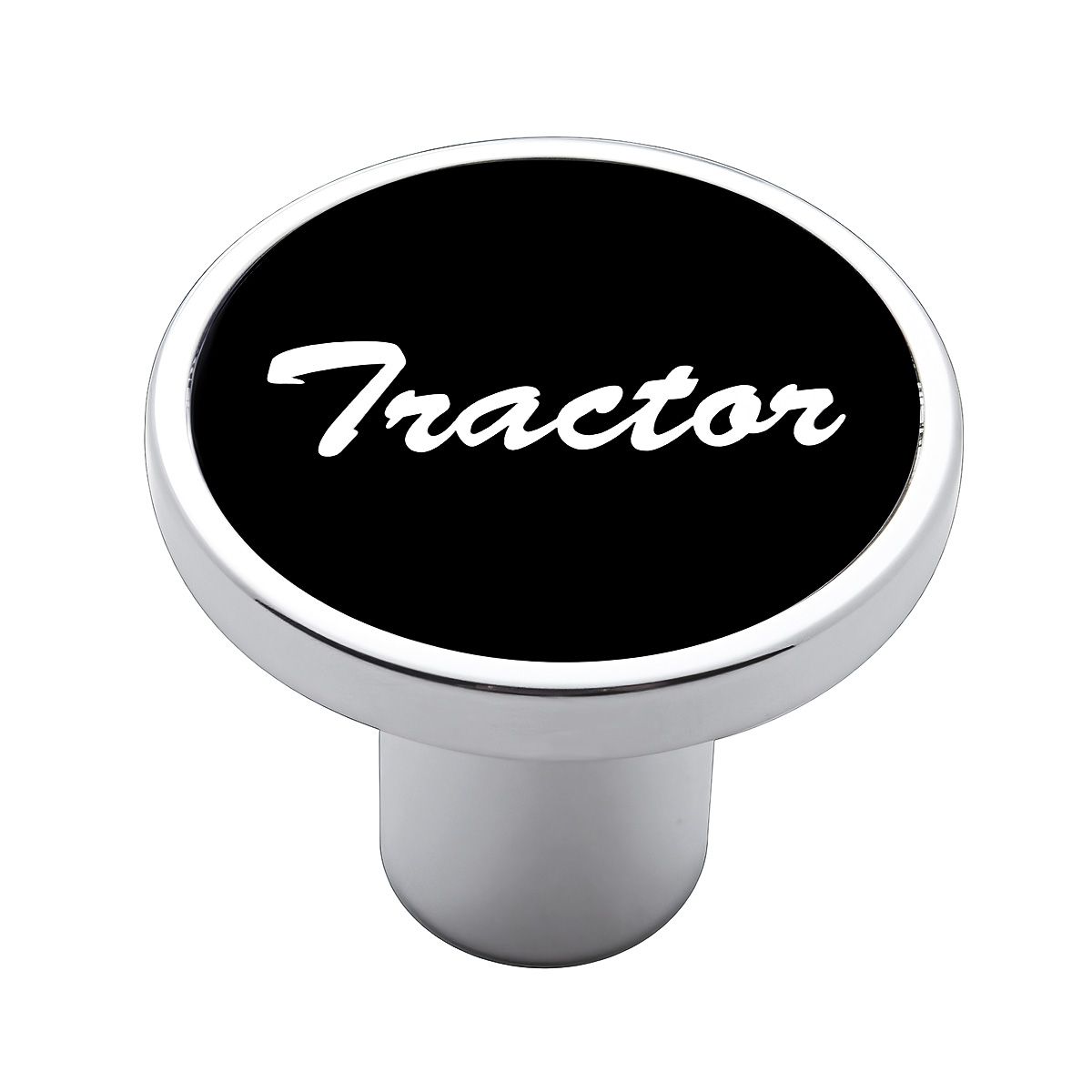 Aluminum Screw-On Air Valve Knob With Tractor Script Sticker - Black Sticker