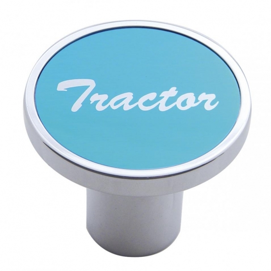 Aluminum Screw-On Air Valve Knob With Tractor Script Sticker - Blue Sticker
