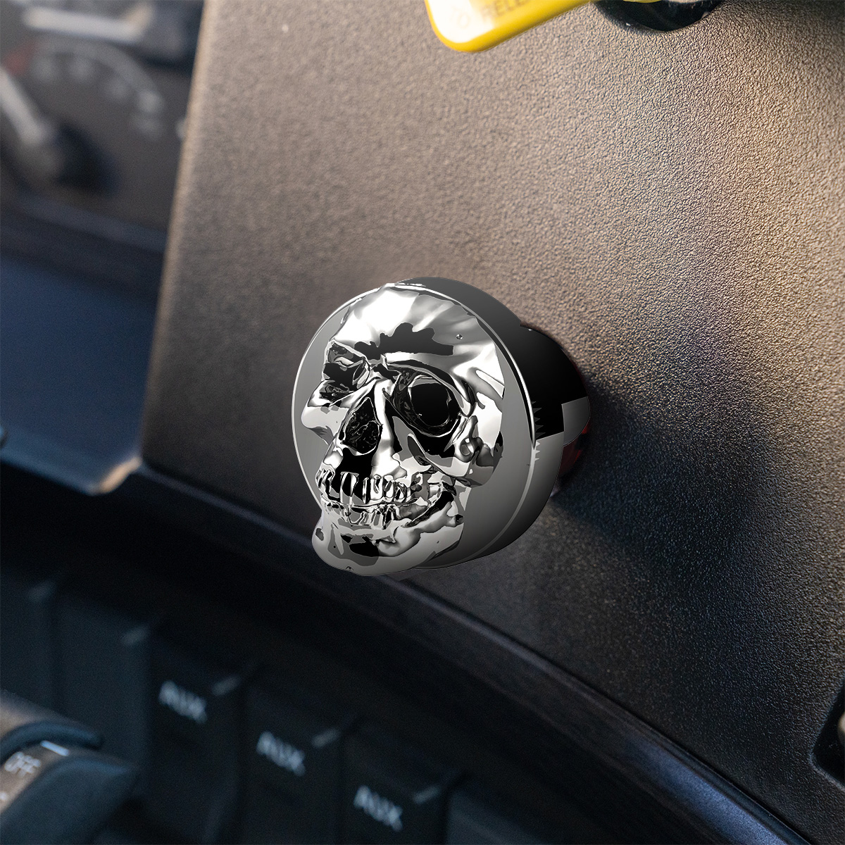 Skull Air Valve Knob - Chrome - Thumbnail 4