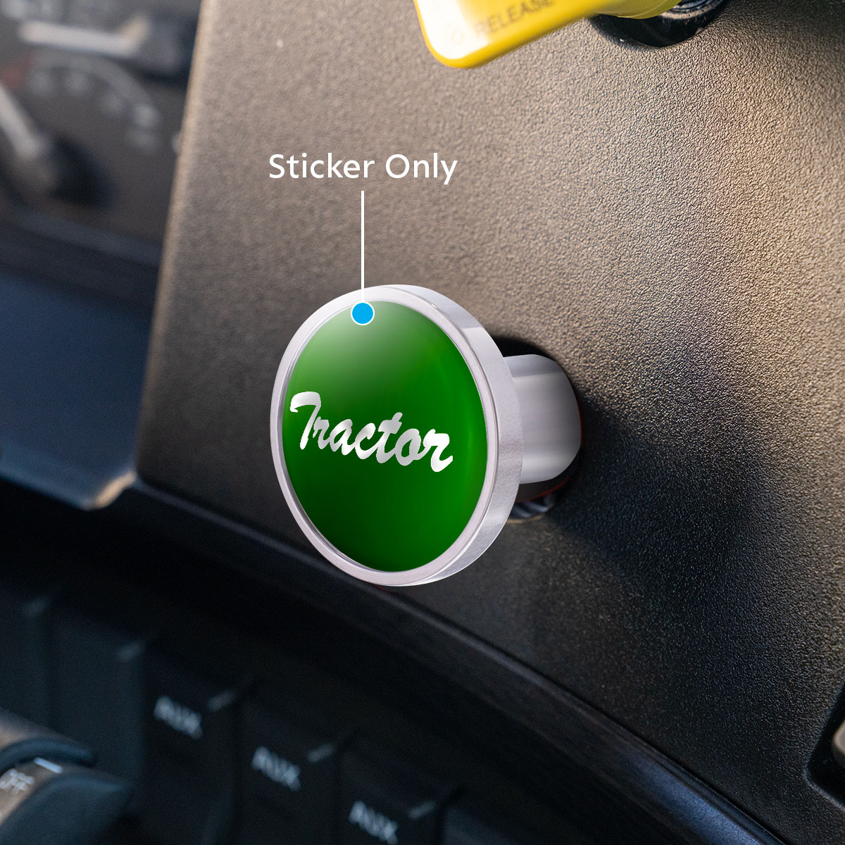 "Tractor" Glossy Air Valve Knob Candy Color Sticker - Emerald Green - Thumbnail 2