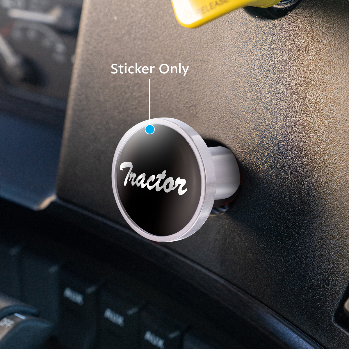 "Tractor" Glossy Air Valve Knob Candy Color Sticker -Glossy Black - Thumbnail 2