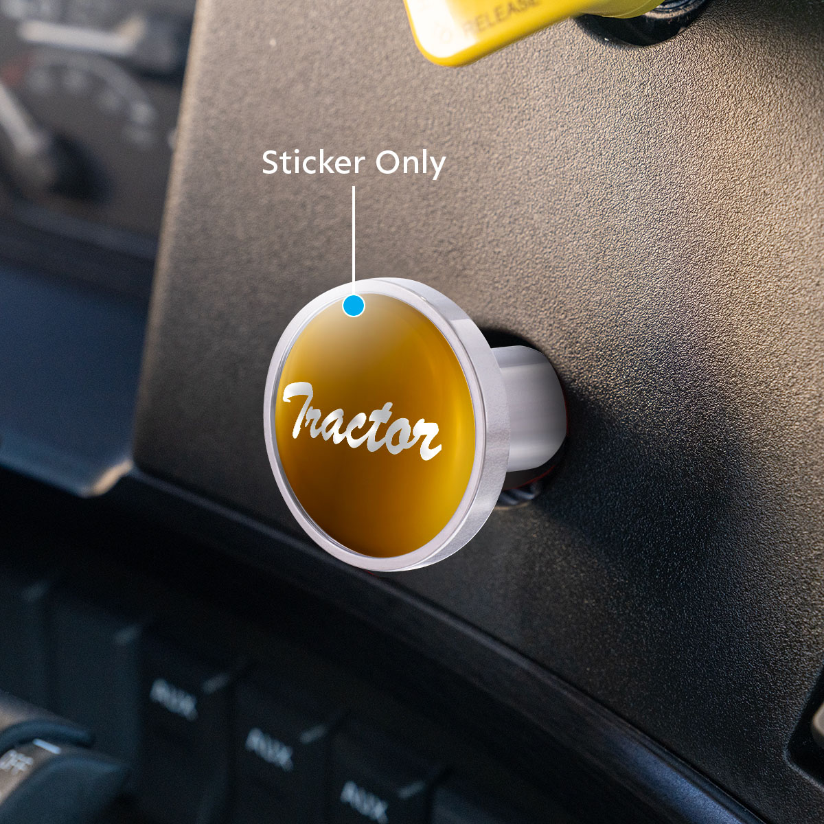 "Tractor" Glossy Air Valve Knob Candy Color Sticker -Electric Yellow - Thumbnail 2