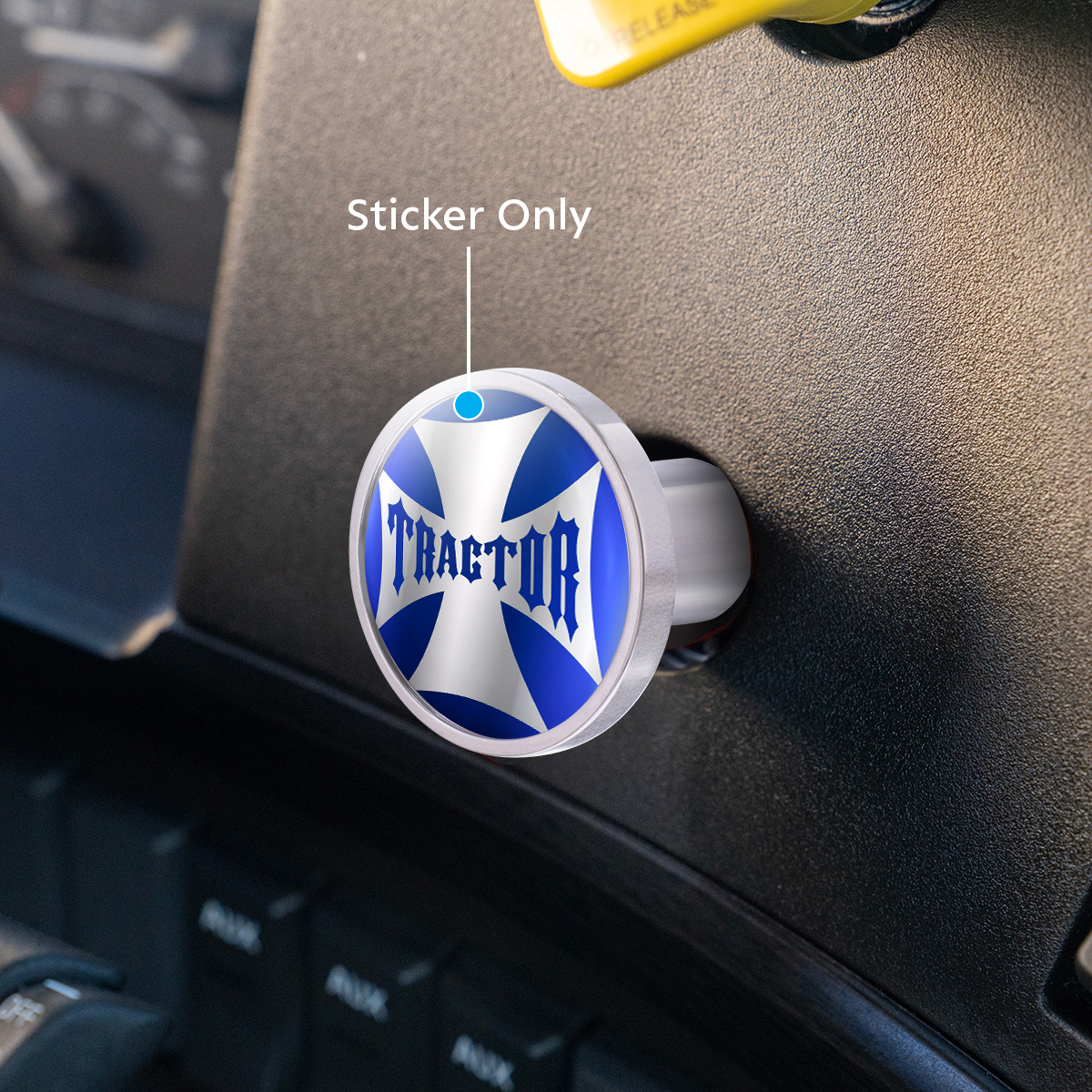 "Tractor" Maltese Cross Air Valve Knob Candy Color Sticker -Indigo Blue - Thumbnail 2