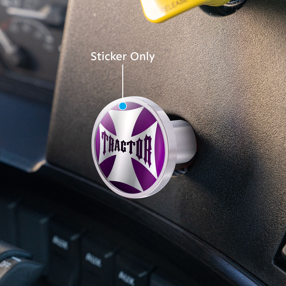 "Tractor" Maltese Cross Air Valve Knob Candy Color Sticker - Candy Purple - Thumbnail 2