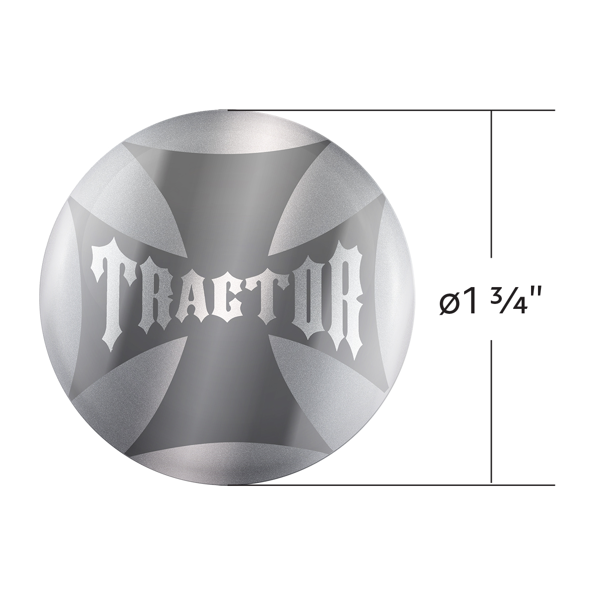 "Tractor" Maltese Cross Air Valve Knob Candy Color Sticker - Liquid Silver - Thumbnail 3