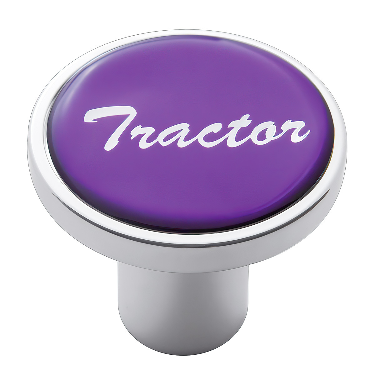 Aluminum Screw-On Air Valve Knob With Glossy Tractor Script Sticker - Purple Sticker - Thumbnail 3