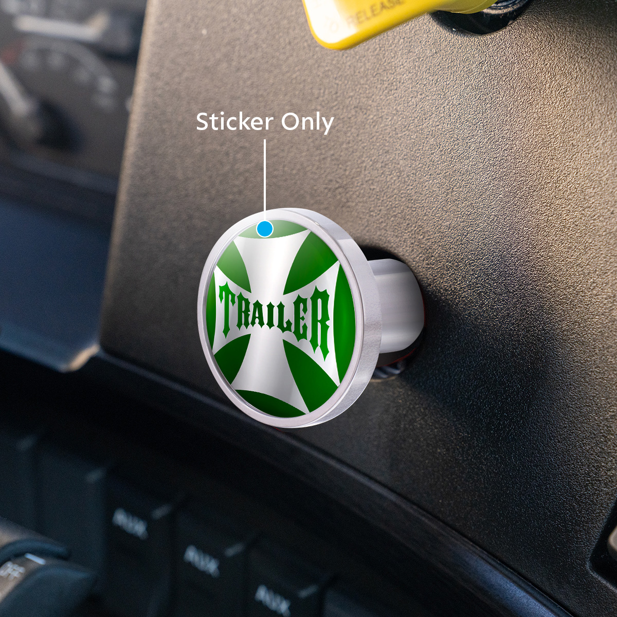 "Trailer" Maltese Cross Air Valve Knob Candy Color Sticker Only- Emerald Green - Thumbnail 2