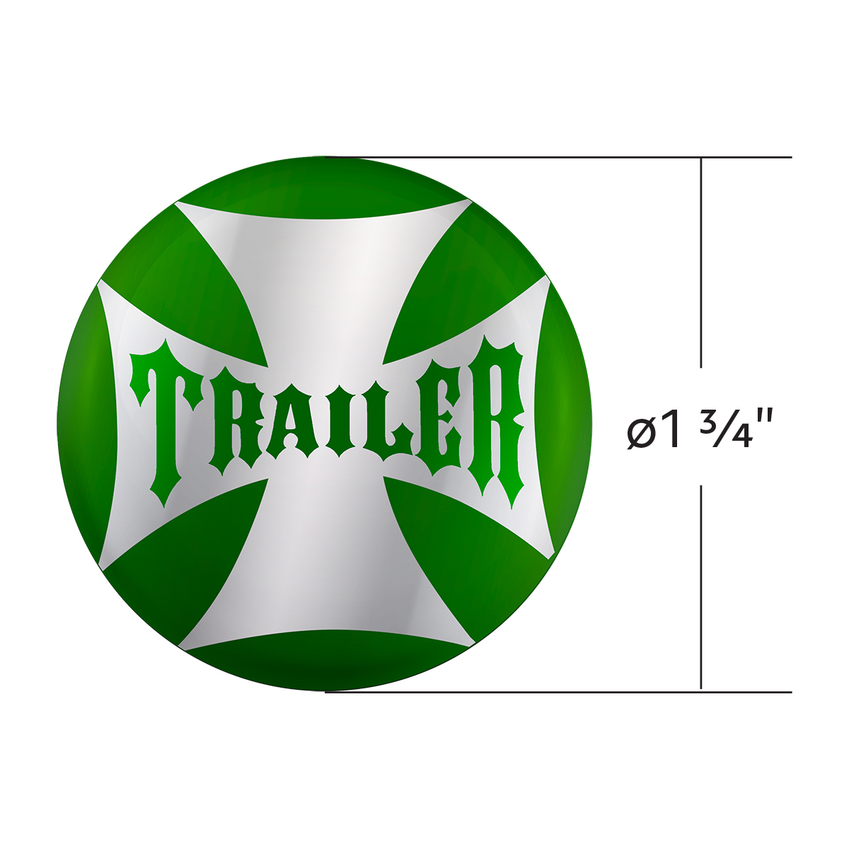"Trailer" Maltese Cross Air Valve Knob Candy Color Sticker Only- Emerald Green - Thumbnail 3