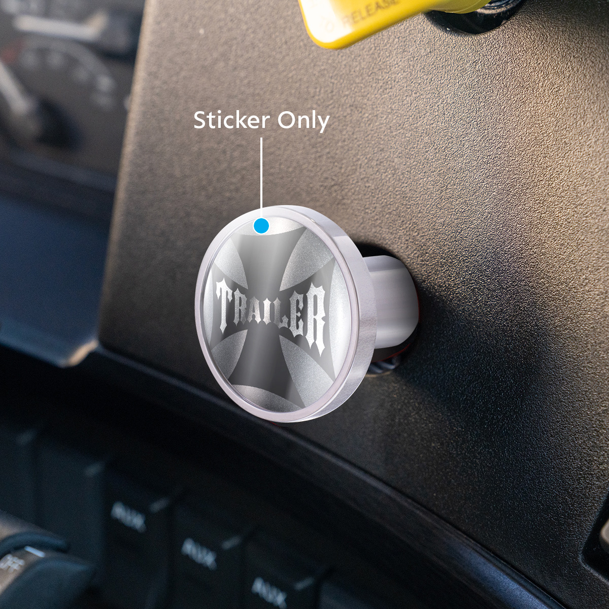"Trailer" Maltese Cross Air Valve Knob Candy Color Sticker Only - Liquid Silver - Thumbnail 2